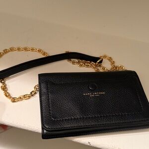 Marc Jacobs Black Crossbody Bag with Gold Chain